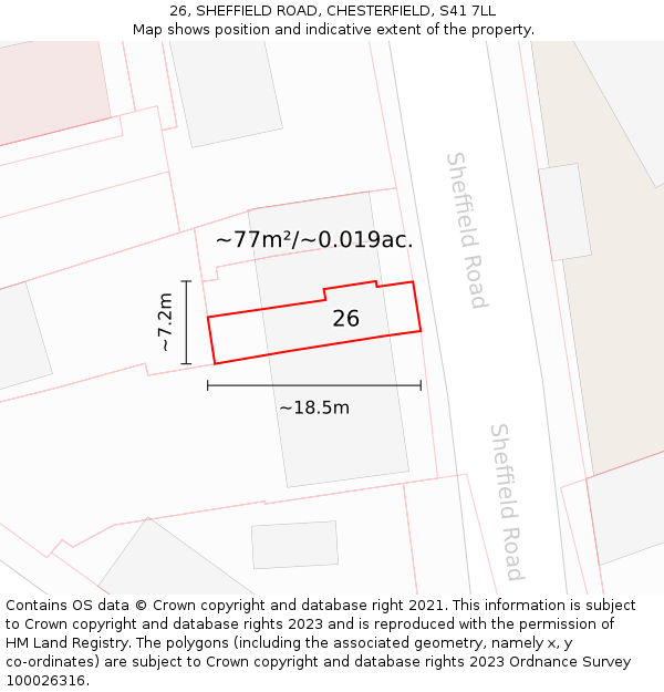 26, SHEFFIELD ROAD, CHESTERFIELD, S41 7LL: Plot and title map