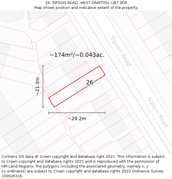 26, SIPSON ROAD, WEST DRAYTON, UB7 9DP: Plot and title map