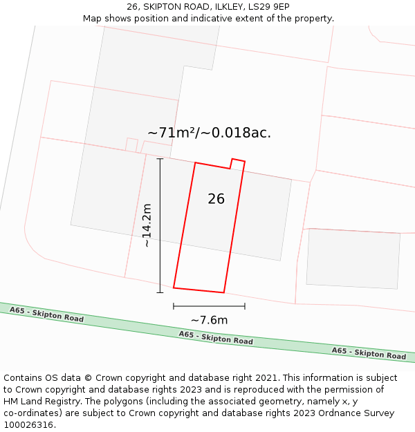 26, SKIPTON ROAD, ILKLEY, LS29 9EP: Plot and title map