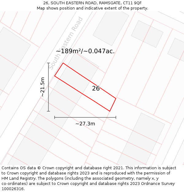 26, SOUTH EASTERN ROAD, RAMSGATE, CT11 9QF: Plot and title map