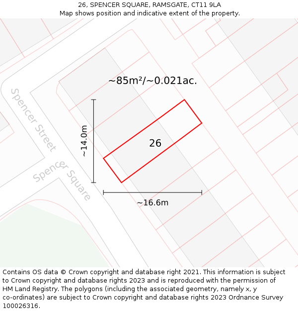 26, SPENCER SQUARE, RAMSGATE, CT11 9LA: Plot and title map