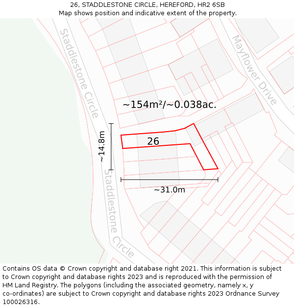 26, STADDLESTONE CIRCLE, HEREFORD, HR2 6SB: Plot and title map