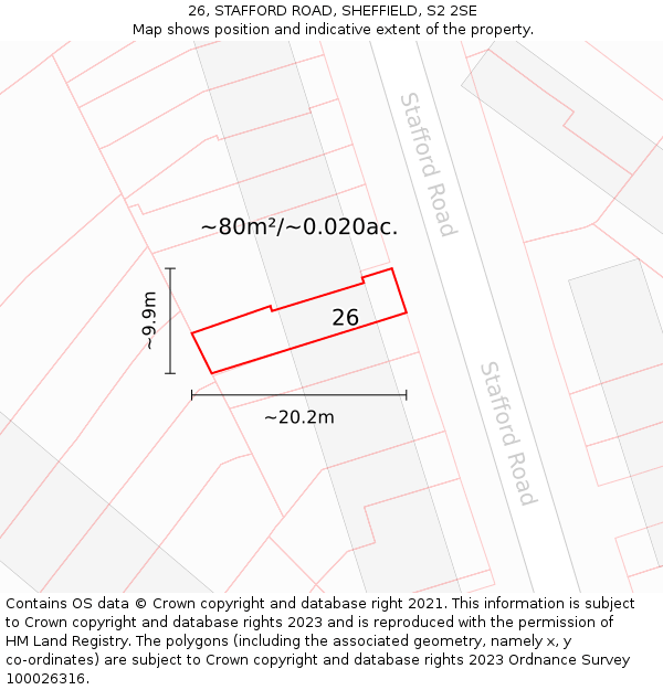 26, STAFFORD ROAD, SHEFFIELD, S2 2SE: Plot and title map