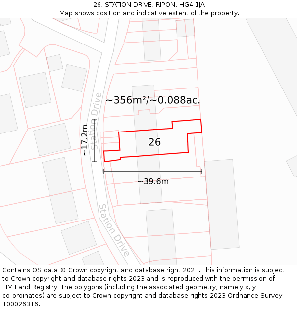 26, STATION DRIVE, RIPON, HG4 1JA: Plot and title map