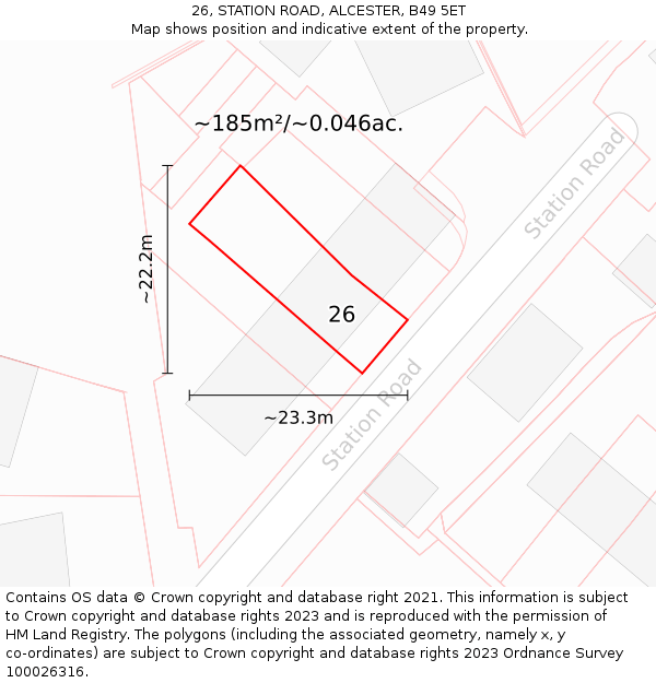 26, STATION ROAD, ALCESTER, B49 5ET: Plot and title map
