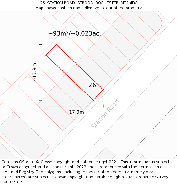 26, STATION ROAD, STROOD, ROCHESTER, ME2 4BG: Plot and title map