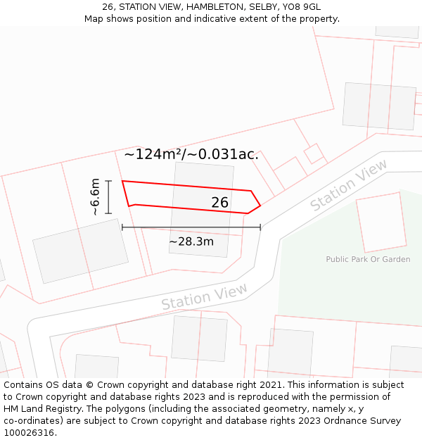 26, STATION VIEW, HAMBLETON, SELBY, YO8 9GL: Plot and title map