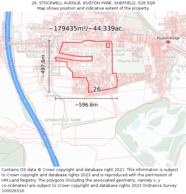 26, STOCKWELL AVENUE, KIVETON PARK, SHEFFIELD, S26 5QR: Plot and title map