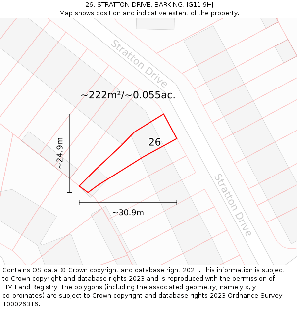 26, STRATTON DRIVE, BARKING, IG11 9HJ: Plot and title map