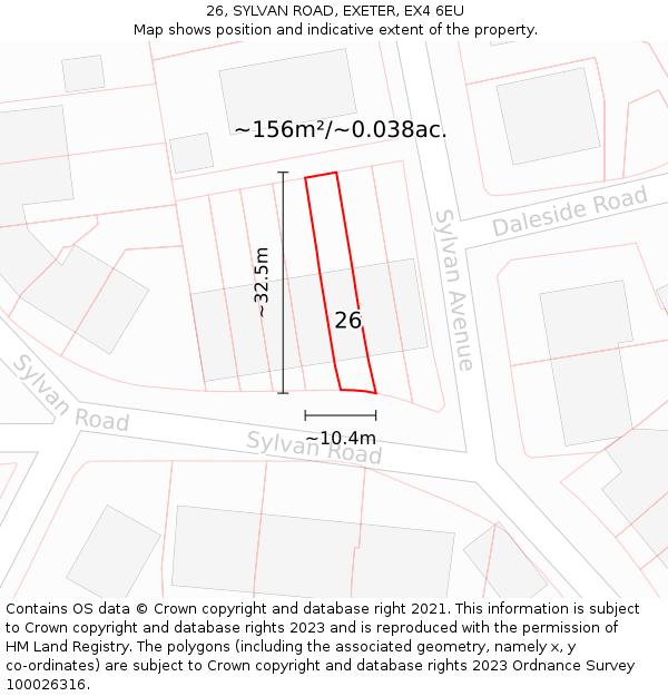 26, SYLVAN ROAD, EXETER, EX4 6EU: Plot and title map