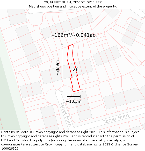 26, TARRET BURN, DIDCOT, OX11 7FZ: Plot and title map