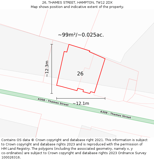 26, THAMES STREET, HAMPTON, TW12 2DX: Plot and title map