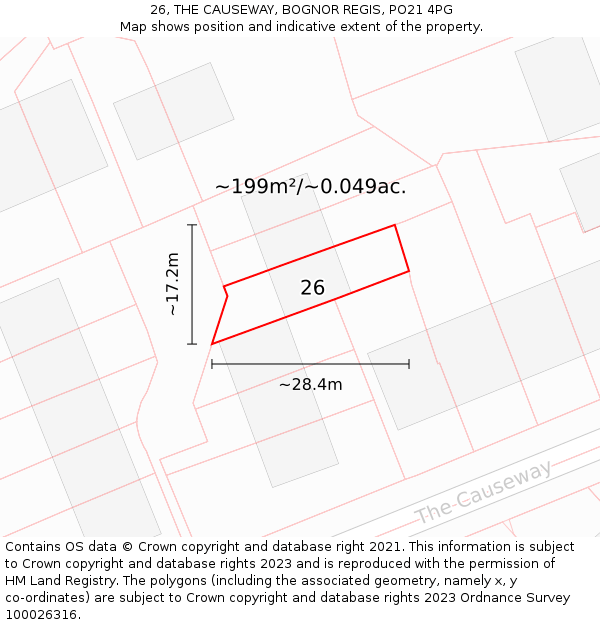 26, THE CAUSEWAY, BOGNOR REGIS, PO21 4PG: Plot and title map