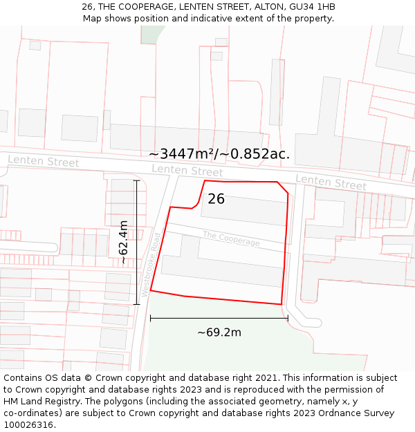 26, THE COOPERAGE, LENTEN STREET, ALTON, GU34 1HB: Plot and title map