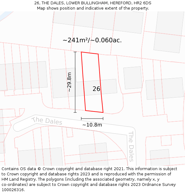 26, THE DALES, LOWER BULLINGHAM, HEREFORD, HR2 6DS: Plot and title map