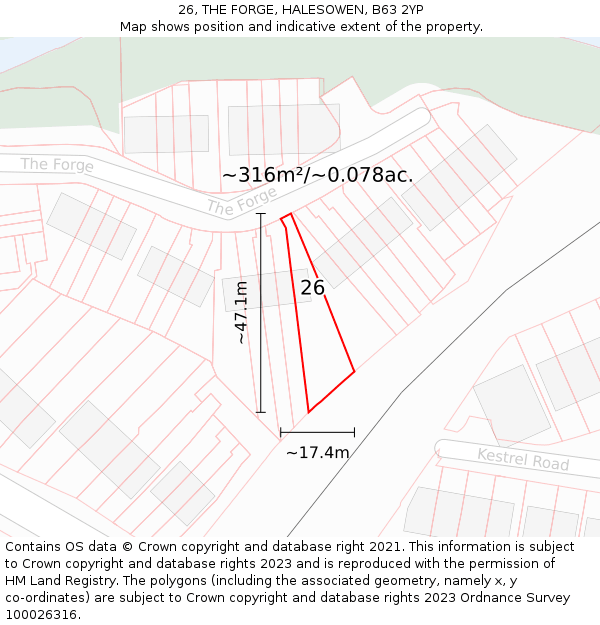 26, THE FORGE, HALESOWEN, B63 2YP: Plot and title map