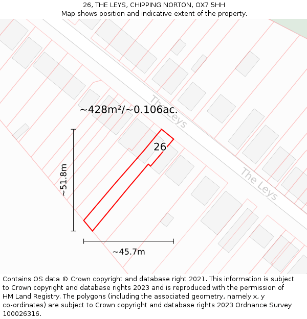 26, THE LEYS, CHIPPING NORTON, OX7 5HH: Plot and title map