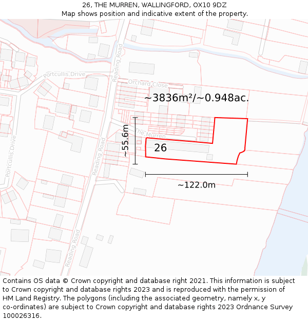 26, THE MURREN, WALLINGFORD, OX10 9DZ: Plot and title map