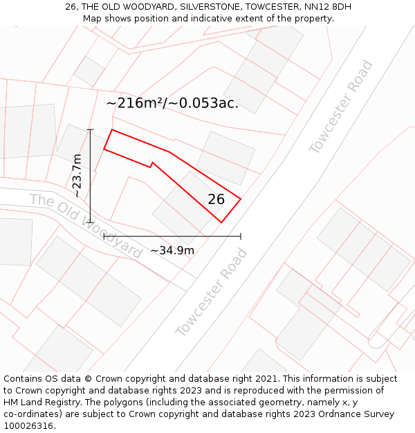 26, THE OLD WOODYARD, SILVERSTONE, TOWCESTER, NN12 8DH: Plot and title map