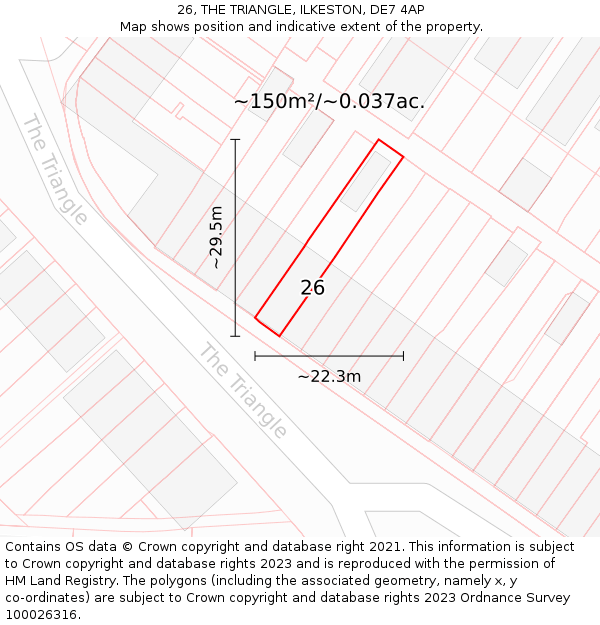 26, THE TRIANGLE, ILKESTON, DE7 4AP: Plot and title map