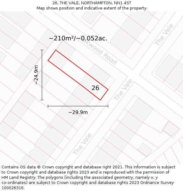 26, THE VALE, NORTHAMPTON, NN1 4ST: Plot and title map