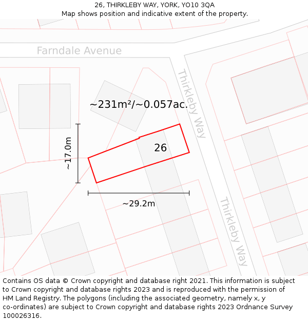 26, THIRKLEBY WAY, YORK, YO10 3QA: Plot and title map