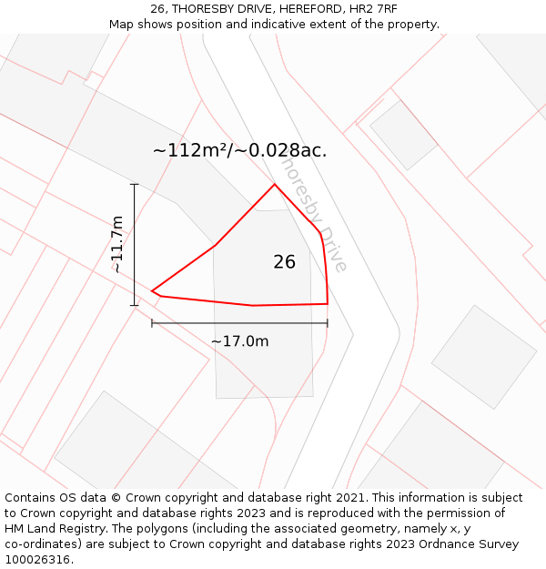 26, THORESBY DRIVE, HEREFORD, HR2 7RF: Plot and title map
