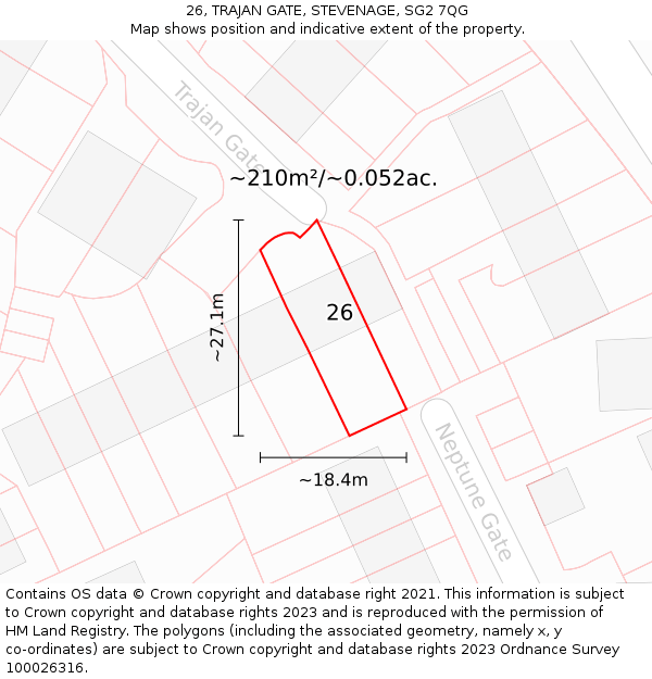 26, TRAJAN GATE, STEVENAGE, SG2 7QG: Plot and title map
