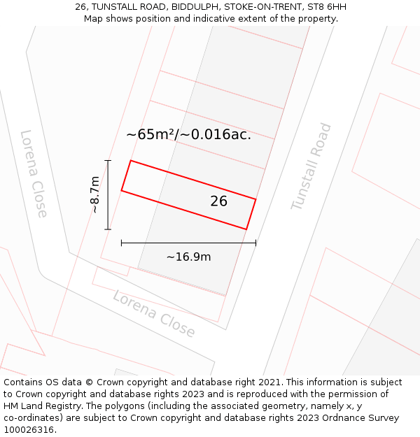 26, TUNSTALL ROAD, BIDDULPH, STOKE-ON-TRENT, ST8 6HH: Plot and title map