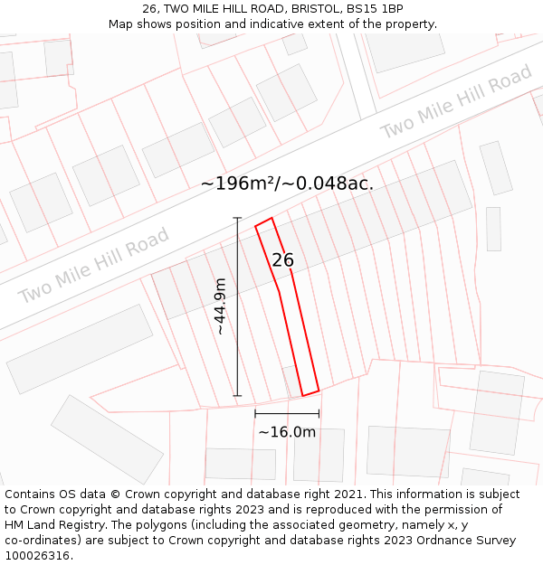 26, TWO MILE HILL ROAD, BRISTOL, BS15 1BP: Plot and title map