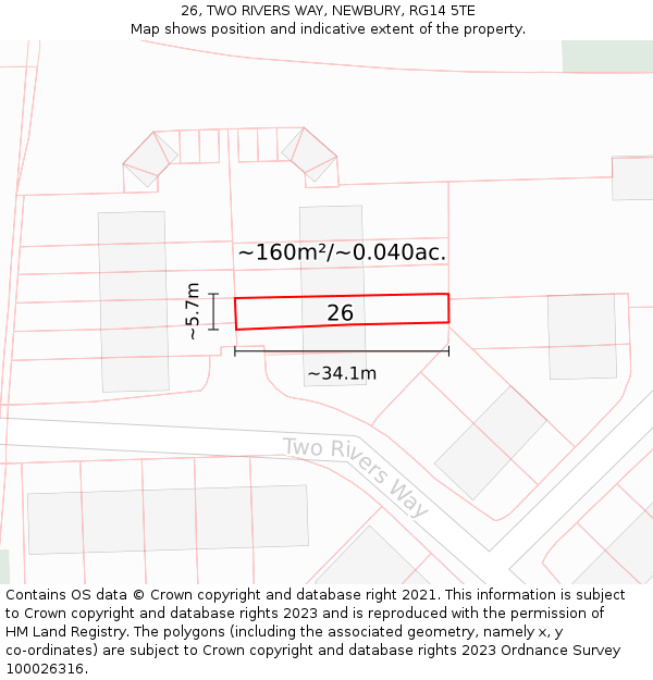 26, TWO RIVERS WAY, NEWBURY, RG14 5TE: Plot and title map