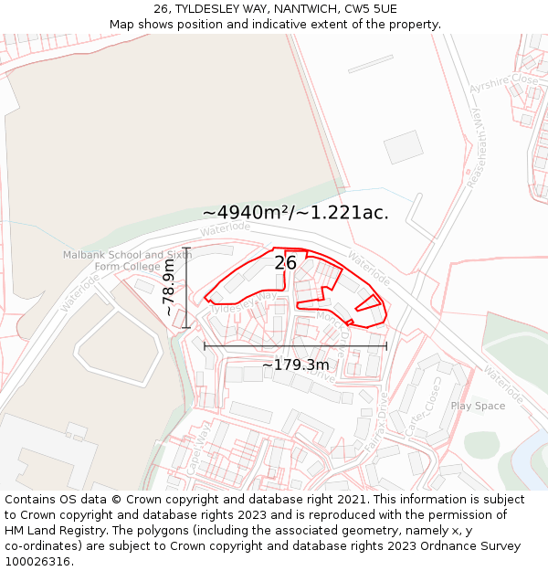 26, TYLDESLEY WAY, NANTWICH, CW5 5UE: Plot and title map