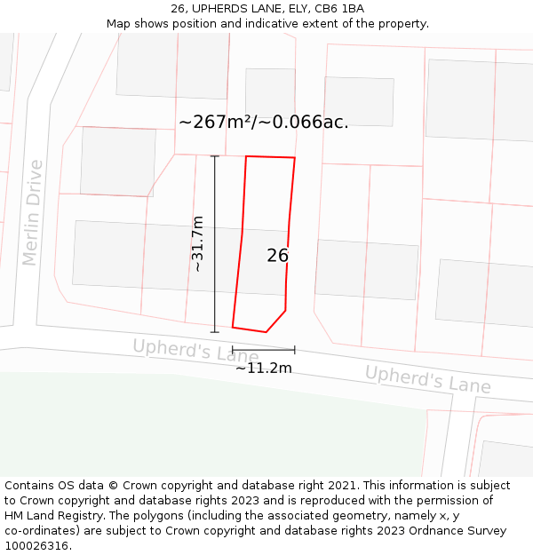 26, UPHERDS LANE, ELY, CB6 1BA: Plot and title map