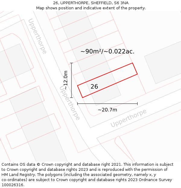 26, UPPERTHORPE, SHEFFIELD, S6 3NA: Plot and title map