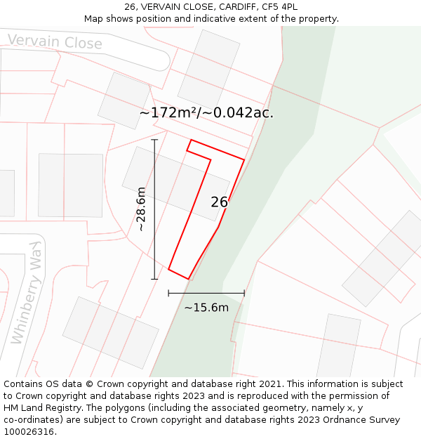 26, VERVAIN CLOSE, CARDIFF, CF5 4PL: Plot and title map
