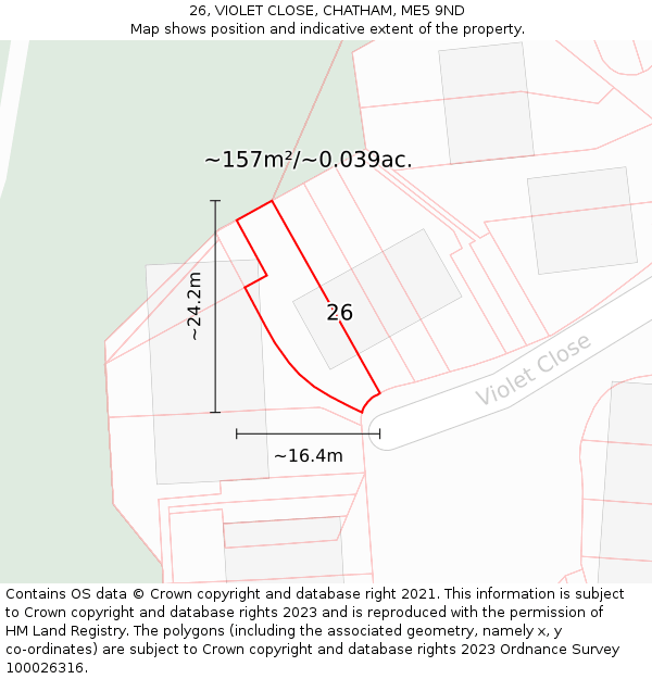 26, VIOLET CLOSE, CHATHAM, ME5 9ND: Plot and title map