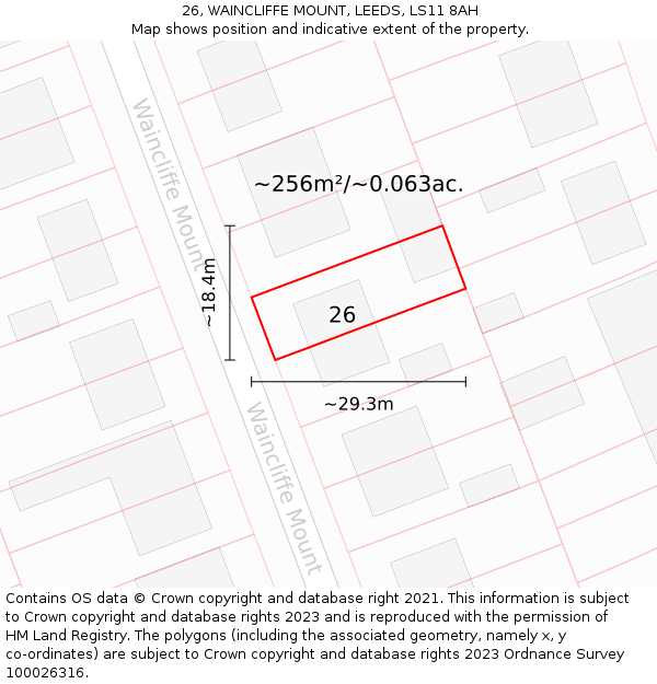 26, WAINCLIFFE MOUNT, LEEDS, LS11 8AH: Plot and title map