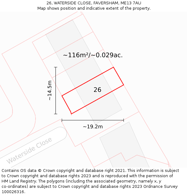 26, WATERSIDE CLOSE, FAVERSHAM, ME13 7AU: Plot and title map