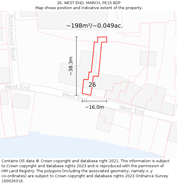 26, WEST END, MARCH, PE15 8DP: Plot and title map