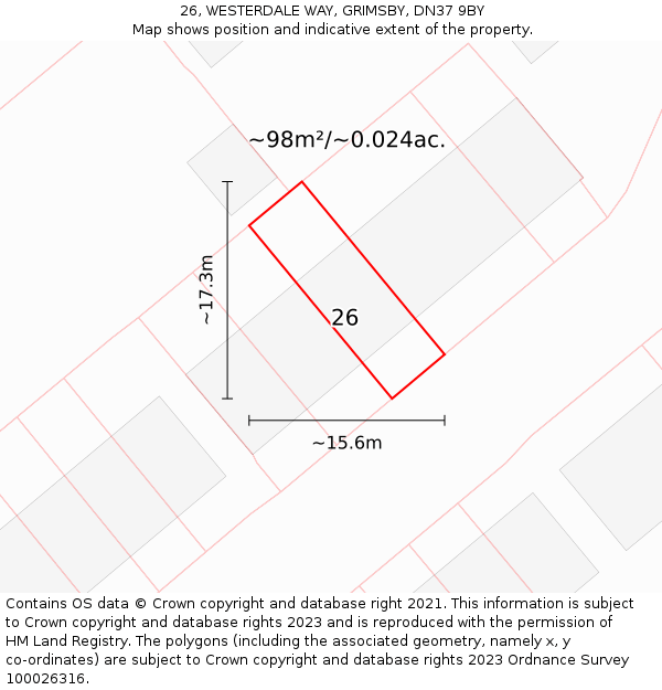 26, WESTERDALE WAY, GRIMSBY, DN37 9BY: Plot and title map