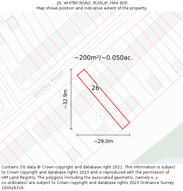 26, WHITBY ROAD, RUISLIP, HA4 9DP: Plot and title map