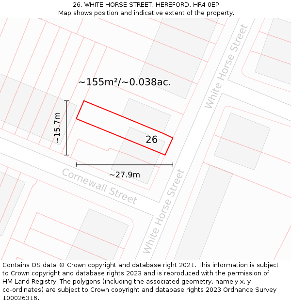 26, WHITE HORSE STREET, HEREFORD, HR4 0EP: Plot and title map