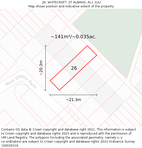 26, WHITECROFT, ST ALBANS, AL1 1UU: Plot and title map