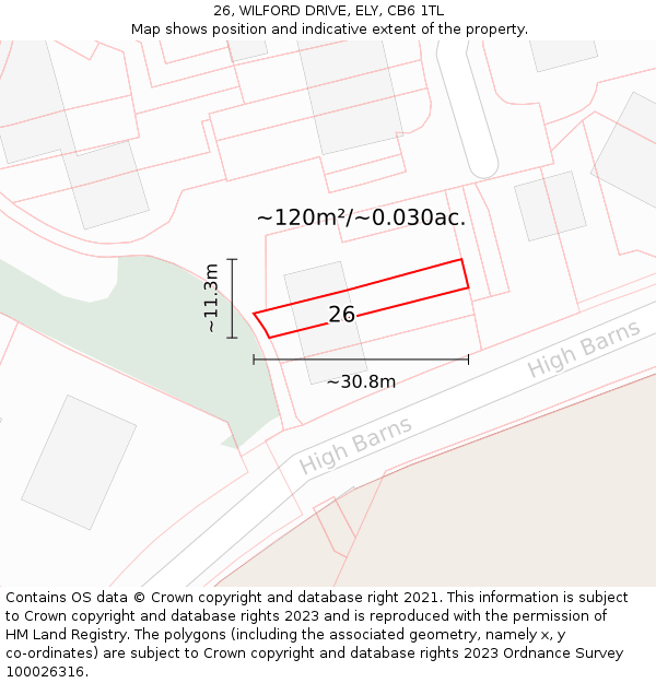 26, WILFORD DRIVE, ELY, CB6 1TL: Plot and title map