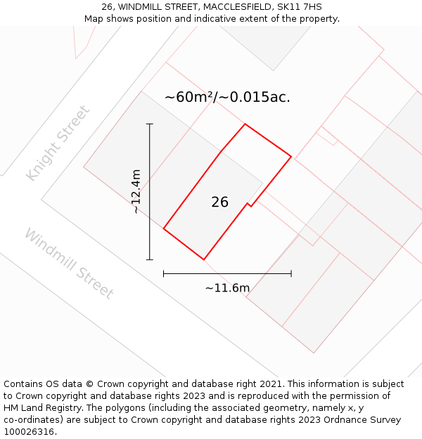 26, WINDMILL STREET, MACCLESFIELD, SK11 7HS: Plot and title map