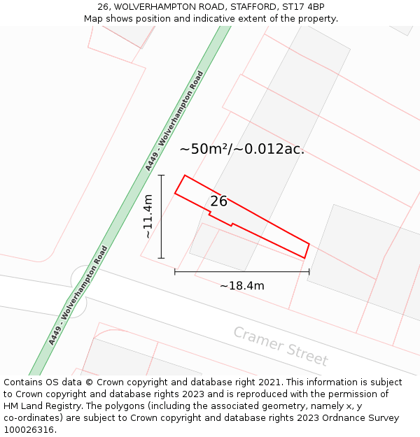 26, WOLVERHAMPTON ROAD, STAFFORD, ST17 4BP: Plot and title map