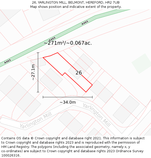 26, YARLINGTON MILL, BELMONT, HEREFORD, HR2 7UB: Plot and title map