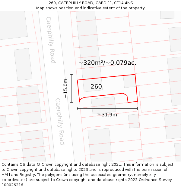 260, CAERPHILLY ROAD, CARDIFF, CF14 4NS: Plot and title map