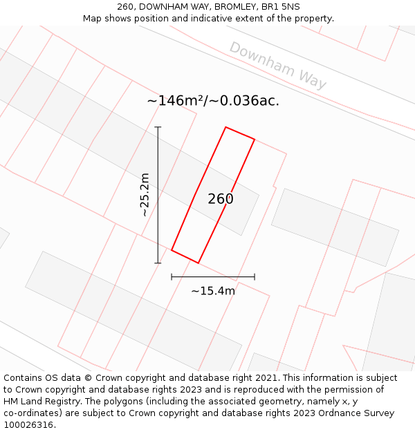 260, DOWNHAM WAY, BROMLEY, BR1 5NS: Plot and title map