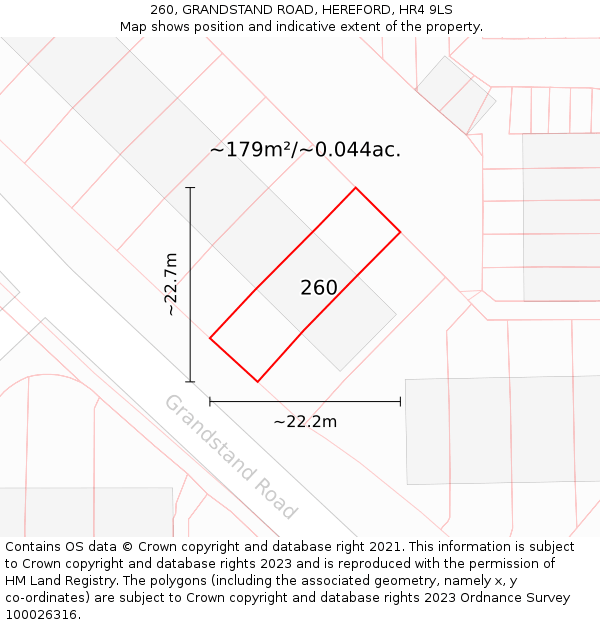 260, GRANDSTAND ROAD, HEREFORD, HR4 9LS: Plot and title map